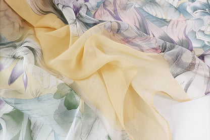 Foulard Écharpe Georgette Dégradé Fleur Femme - Bandana Châle Été Protection Solaire Plage
