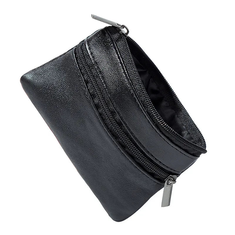 Porte-Monnaie Cuir Zipper Homme Femme - Mini Wallet Porte-Clés Compact