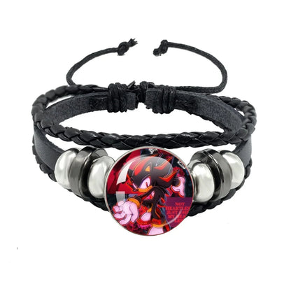 Bracelet Shadow le Hérisson Cabochon Verre – Cuir Multicouche Tressé Unisexe