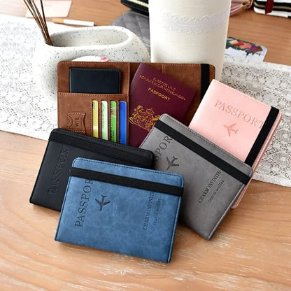 Porte-Passeport RFID Cuir PU - Pochette Voyage avec Porte-Carte pour Famille Homme Femme