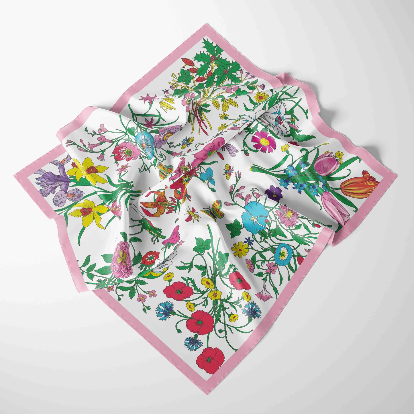 Foulard Carré Mousseline 70x70cm Femme - Écharpe Soie Imprimé Tête Cheveux Kerchief Mode