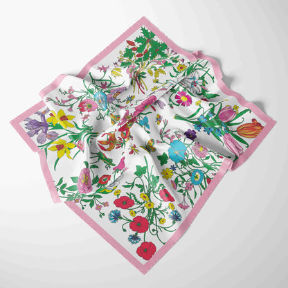 Foulard Carré Mousseline 70x70cm Femme - Écharpe Soie Imprimé Tête Cheveux Kerchief Mode