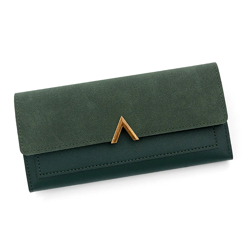 Portefeuille Femme Long Cuir PU Trifold Rose - Porte-Carte Multi-Emplacements Clutch Bag Fashion Simple