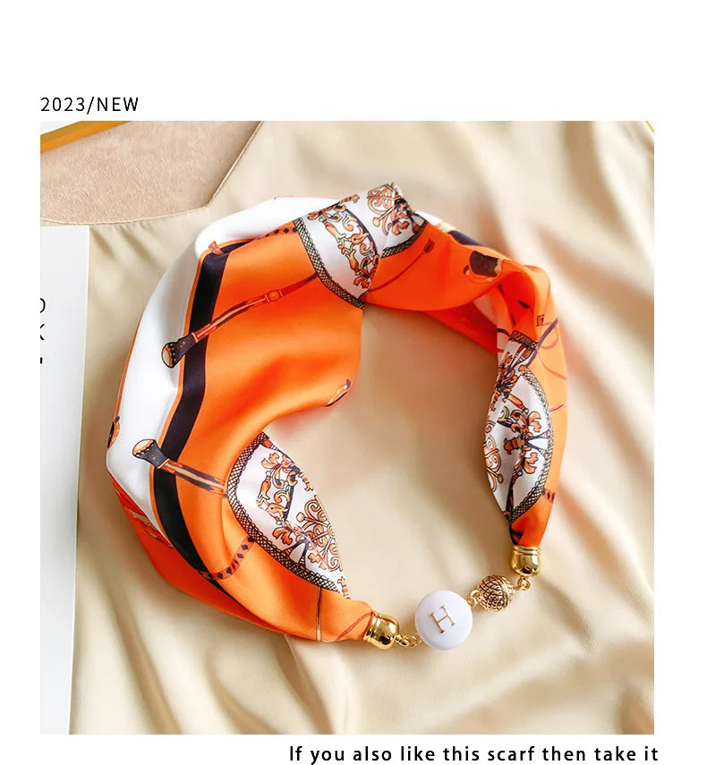 Women's Square Scarf with Magnetic Buckle - Versatile Summer Luxury Scarf/Necklace