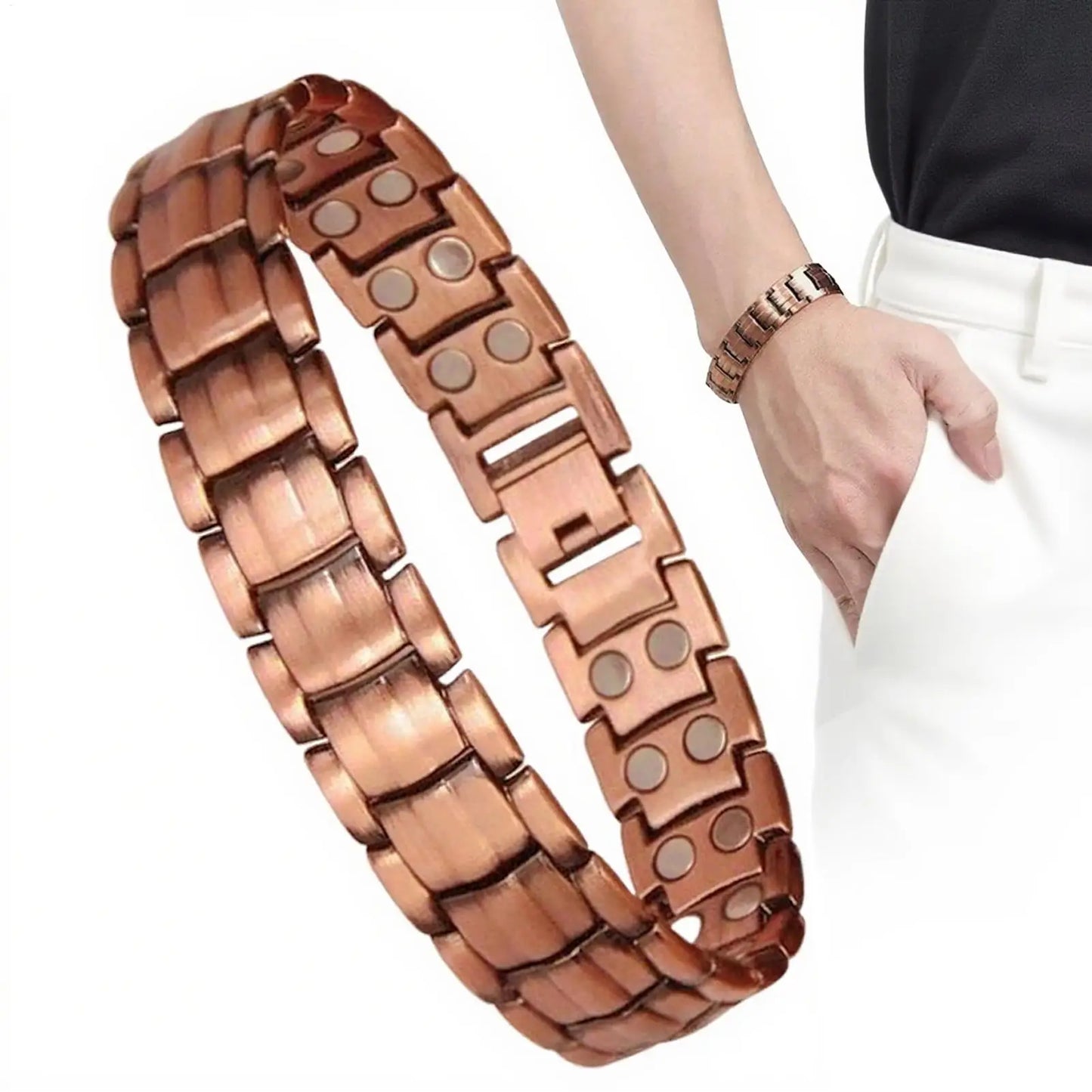 Bracelet Cuivre Pur Magnétique Sport Homme – Course Gym Plein Air Cadeau Père