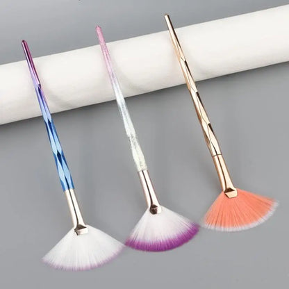 Pinceau Blush Éventail Rose Gold - Highlighter Poudre Libre Visage Ultra-Doux Coréen Beauté Professionnelle