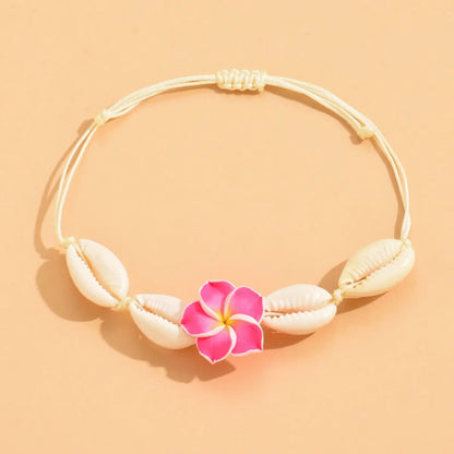Ensemble Bijoux Fleurs Tressées Bohème Grande Fleur – Collier Boucles Rose Rouge Bleu Plage Femme