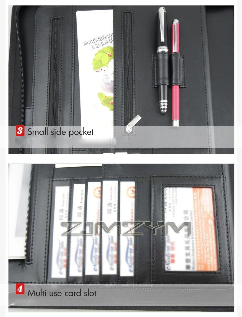 Porte-Documents Cuir Fermeture Éclair - Portfolio Business iPad Tablette Organisateur Entrevue Marron