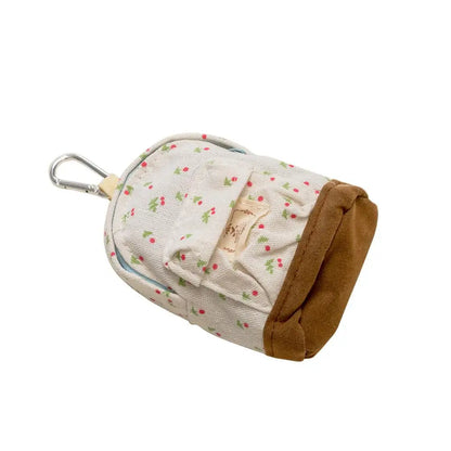 Porte-Monnaie Kawaii Toile Motif Floral - Mini Pochette Zip pour Clés et Cartes