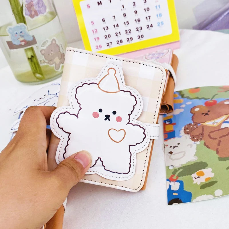 Portefeuille Femme Court Ourson Kawaii - Porte-Monnaie Cartoon Mignon Trifold Porte-Carte Étudiant