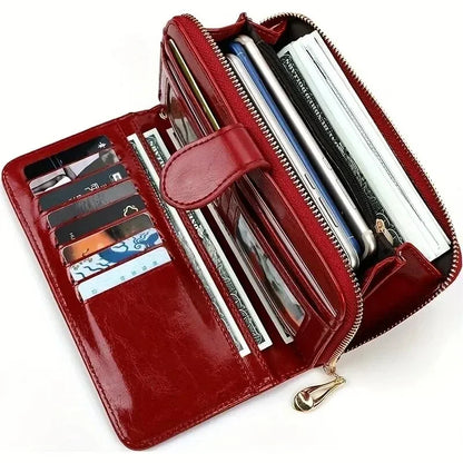 Pochette Portefeuille Femme Cuir PU Vintage - Clutch avec Dragonne et Compartiment Téléphone