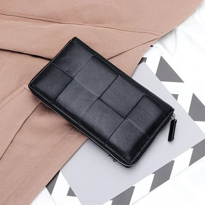 Portefeuille Femme Cuir Véritable Long - Porte-Monnaie Luxe Design Clutch Cadeau