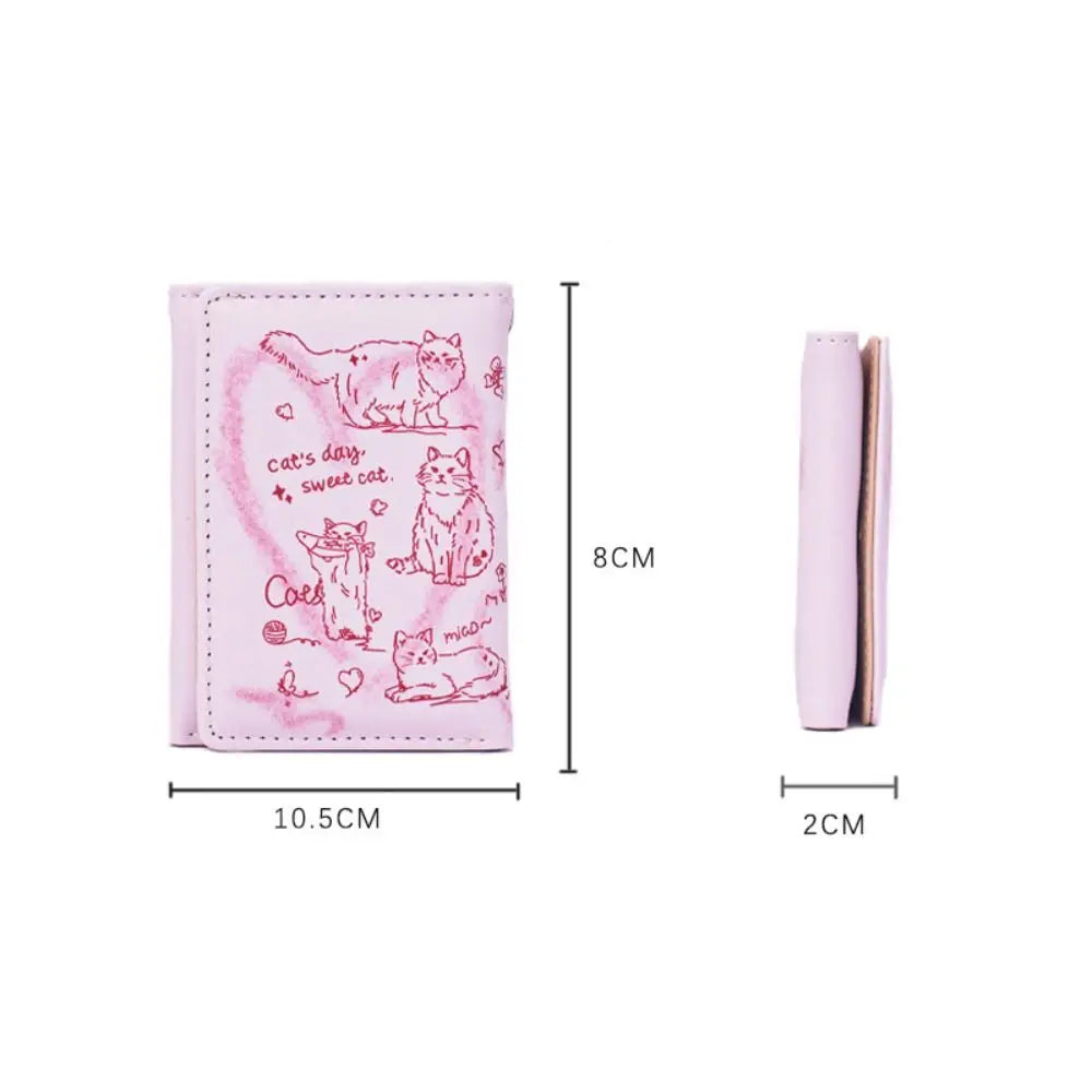 Portefeuille Femme Cuir Chat Graffiti - Porte-Monnaie Grande Capacité Portable