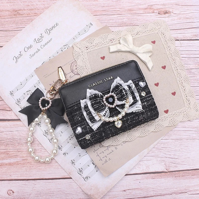 Portefeuille Femme Lolita Mignon Cuir PU - Court Porte-Cartes Monnaie Kawaii Cadeau Fille