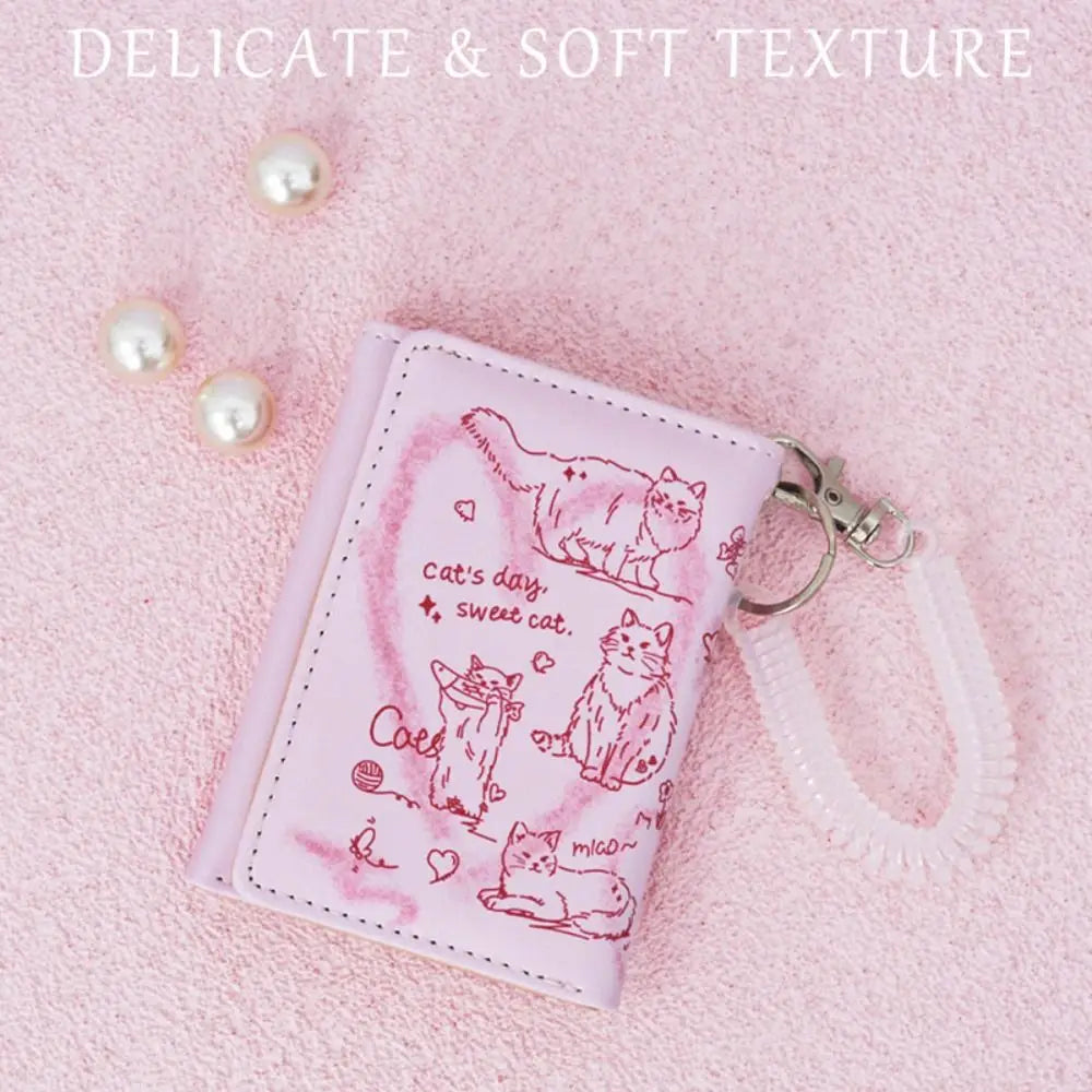 Portefeuille Femme Cuir Chat Graffiti - Porte-Monnaie Grande Capacité Portable