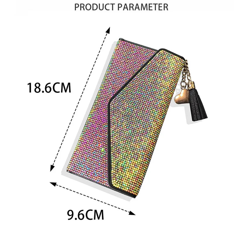 Portefeuille Femme Cristaux Bling - Porte-Cartes Carré Fashion avec Strass