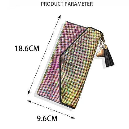Portefeuille Femme Cristaux Bling - Porte-Cartes Carré Fashion avec Strass