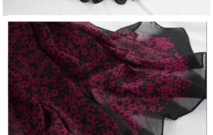 Foulard Écharpe Mousseline Petite Fleur Femme - Bandana Hijab Châle Été Protection Solaire