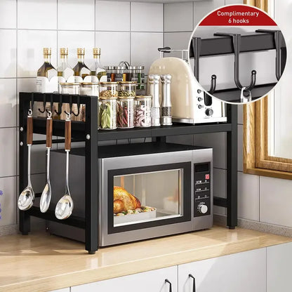 Étagère Extensible pour Micro-Ondes 42-64cm - Organisateur de Comptoir Résistant à l'Humidité