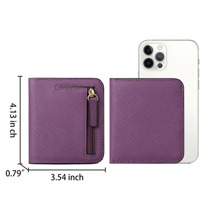 Portefeuille Femme RFID Bifold Compact Cuir - Mini Porte-Monnaie avec Fenêtre ID