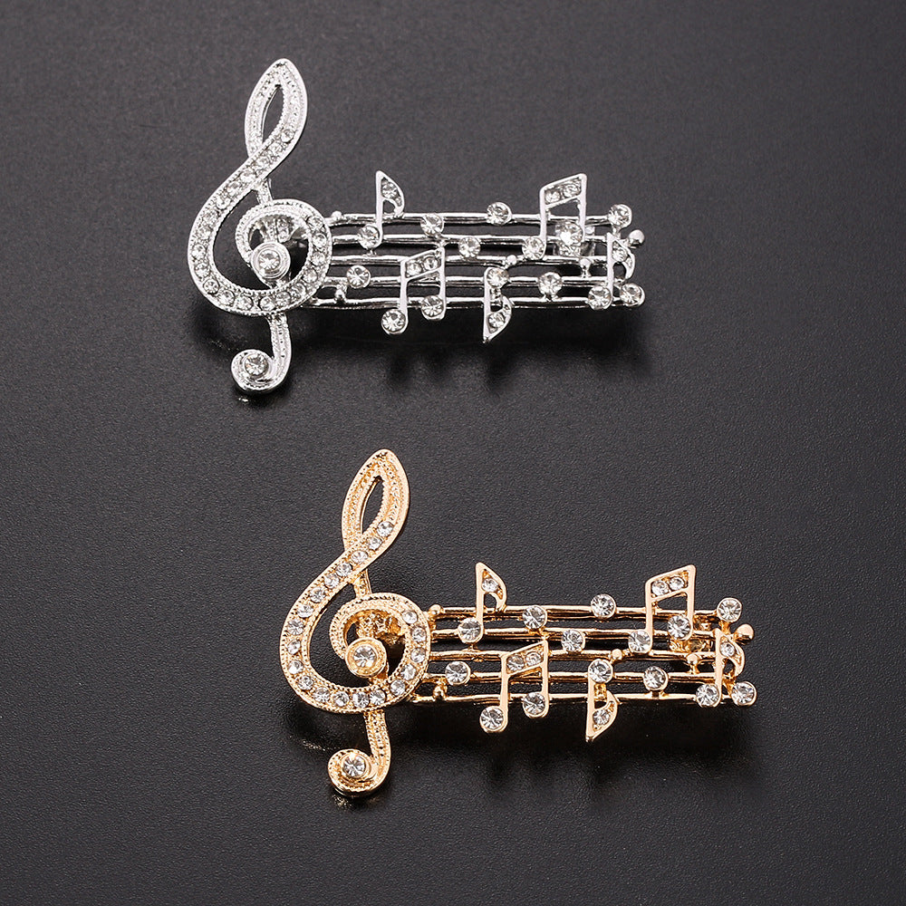 Broche Note de Musique Émaillée Cristaux – Pin's Élégant Musical Amoureux Musique