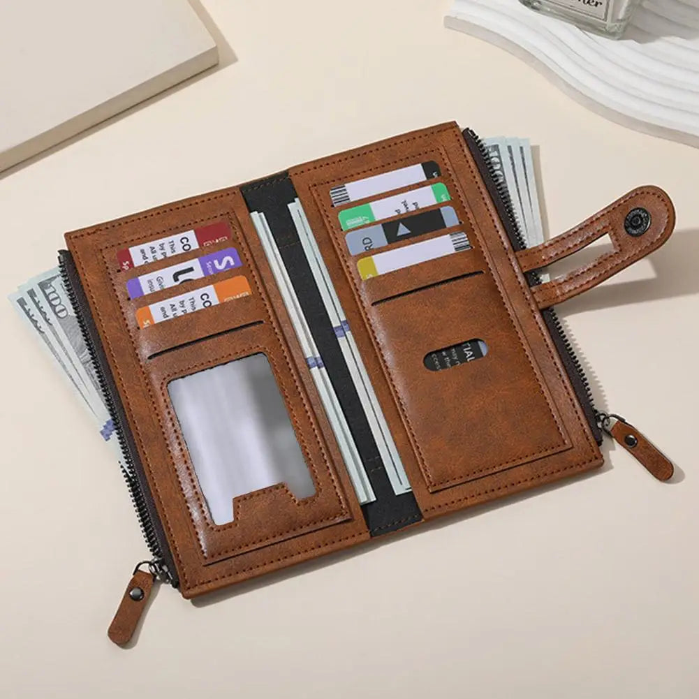 Portefeuille Long en Cuir PU pour Femme - Organisateur Anti-Vol