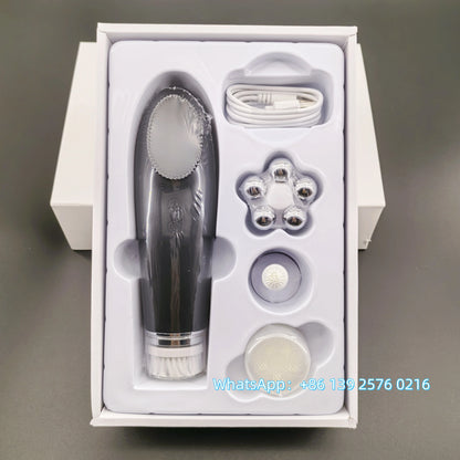 Appareil Nettoyage Facial 4-en-1 Silicone - Brosse Électrique Lifting Visage Anti-Âge Rose