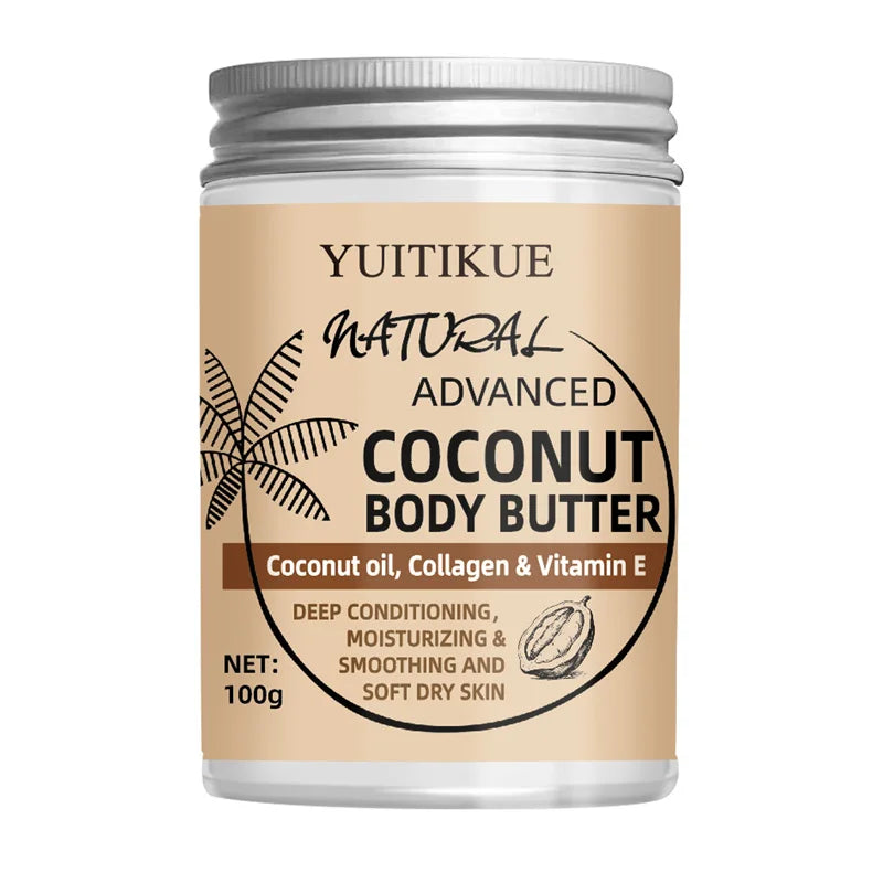 Crème Corps Naturelle Noix de Coco 100g - Huile Coco Collagène Hydratation Profonde Absorption Rapide Peau Sèche
