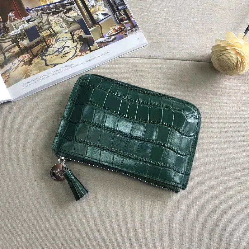 Porte-Monnaie Femme Cuir Véritable Zippé - Mini Portefeuille Homme Compact pour Pièces et Cartes Bancaires
