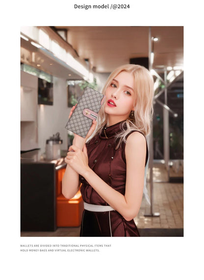 Portefeuille Femme Long Personnalisé Porte-Carte - Sac à Main Multifonction Téléphone Vert Tendance