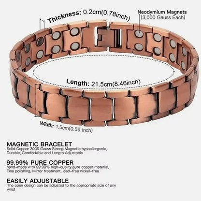 Bracelet Coton & Étain Doré Magnétique Homme – Confort Extrême Sport & Quotidien