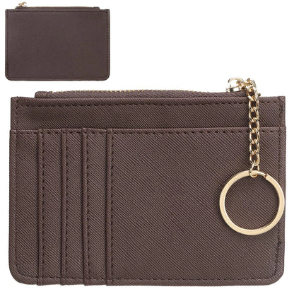 Portefeuille Femme Cuir PU Zippé Mini Porte-Clés - Porte-Monnaie Compact Multi-Emplacements Cartes Violet