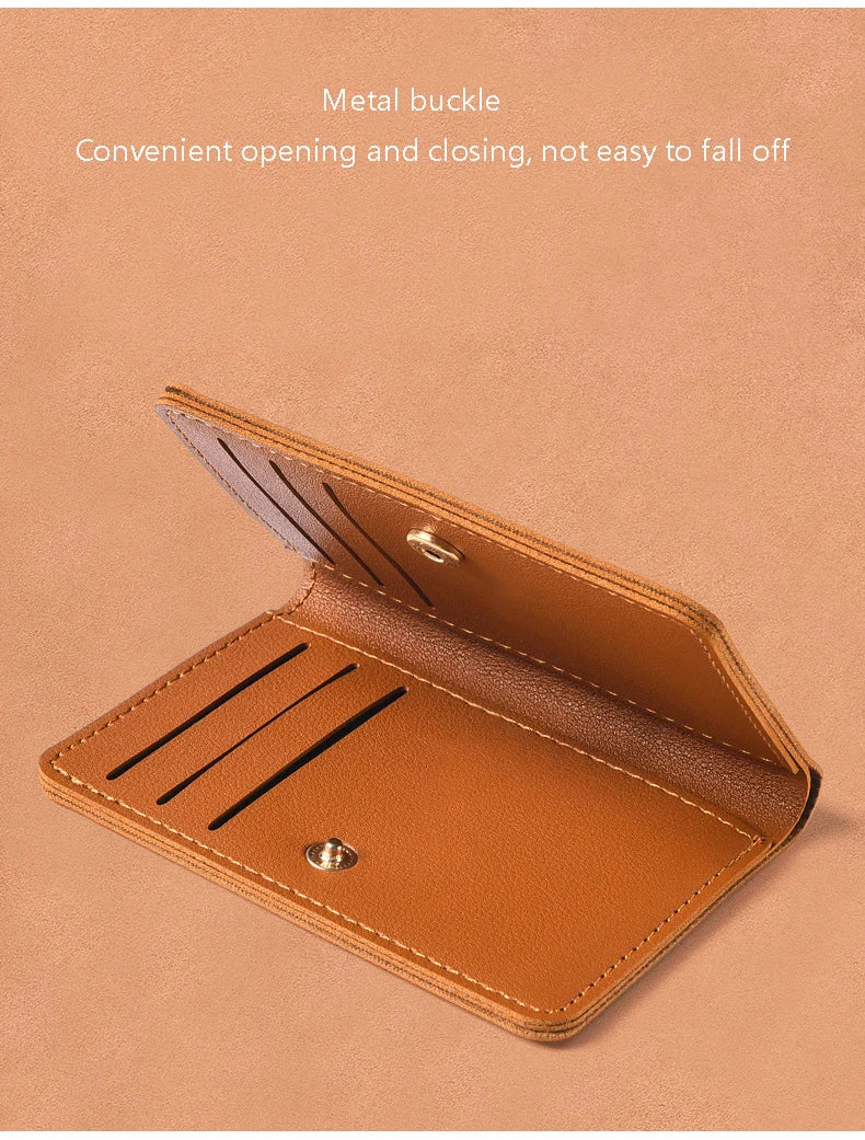 Portefeuille Pliable Cuir Souple avec Bouton - Petit Porte-Cartes Permis Simplifié