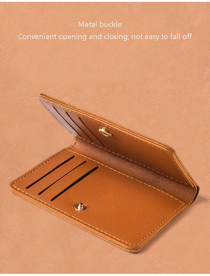 Portefeuille Pliable Cuir Souple avec Bouton - Petit Porte-Cartes Permis Simplifié