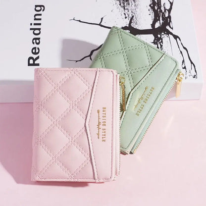 Portefeuille Femme Brodé Cuir PU Fermeture Éclair - Porte-Cartes Clutch Monnaie