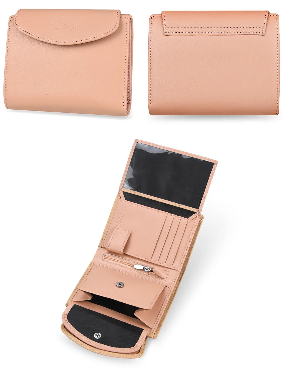 Portefeuille Femme Cuir Véritable - Porte-Monnaie Mini Clutch Porte-Cartes Bourgogne