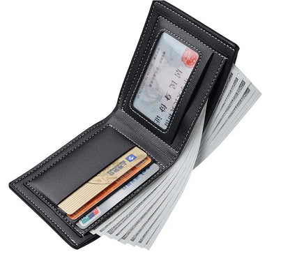 Portefeuille Homme Cuir PU Court Slim - Porte-Cartes Pliable Jeune Homme
