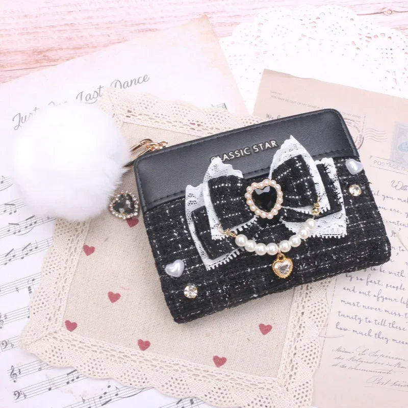 Portefeuille Femme Lolita Mignon Cuir PU - Court Porte-Cartes Monnaie Kawaii Cadeau Fille