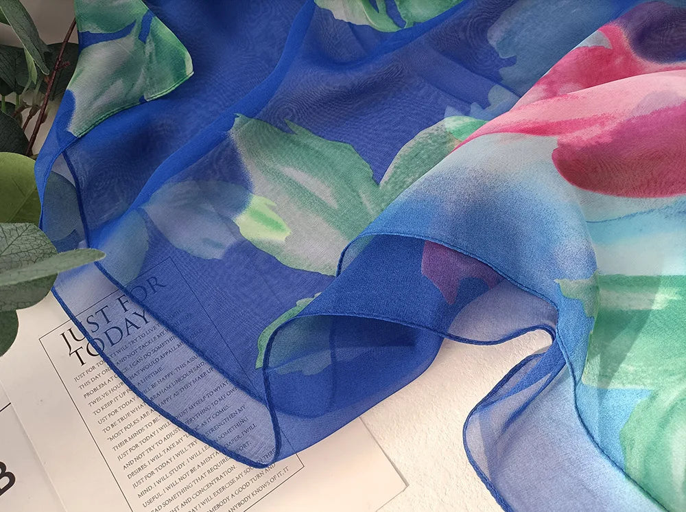 Foulard Écharpe Georgette Dégradé Rose Femme - Bandana Châle Été Protection Solaire Plage