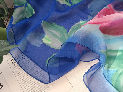 Foulard Écharpe Georgette Dégradé Rose Femme - Bandana Châle Été Protection Solaire Plage