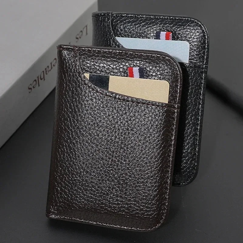 Portefeuille Homme Ultra-Mince Cuir PU - Mini Porte-Cartes Court Portable