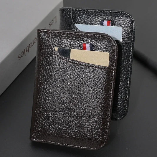 Portefeuille Homme Ultra-Mince Cuir PU - Mini Porte-Cartes Court Portable