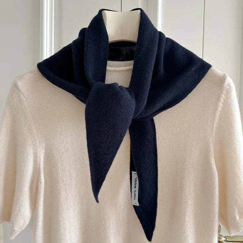 Foulard Triangle Laine 100% Femme - Écharpe Tricotée Style Britannique Multifonction Hiver