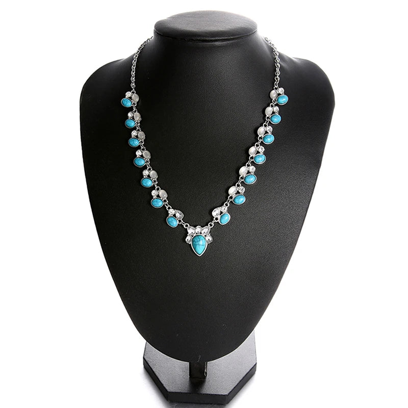 Collier Bohème Fleurs Blanches Vertes - Ras-de-Cou Perles Femme - Bijou Statement