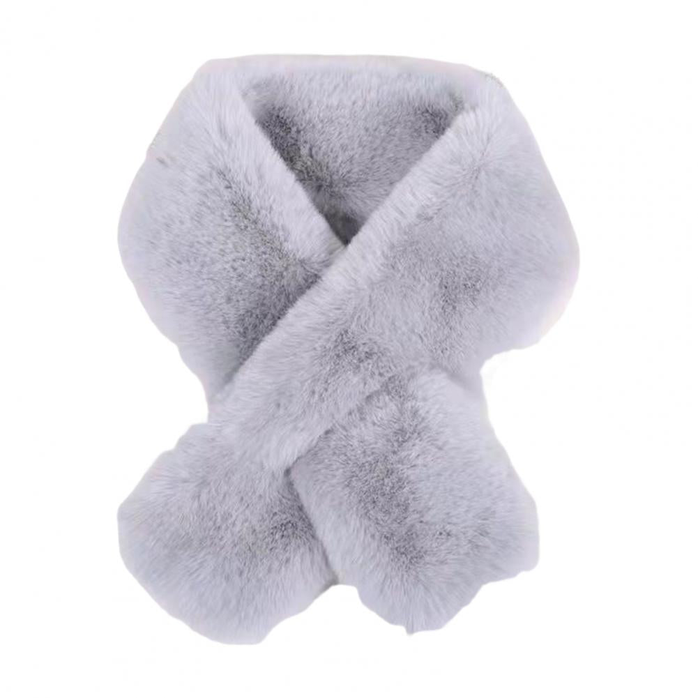 Foulard Écharpe Fourrure Lapin Peluche Femme - Col Croisé Chaud Épais Hiver