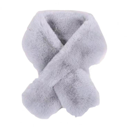 Foulard Écharpe Fourrure Lapin Peluche Femme - Col Croisé Chaud Épais Hiver