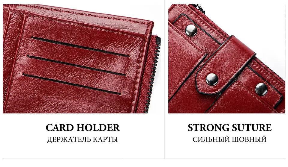 Portefeuille Femme Cuir Véritable RFID - Pochette Court avec Fenêtre ID