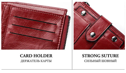 Portefeuille Femme Cuir Véritable RFID - Pochette Court avec Fenêtre ID