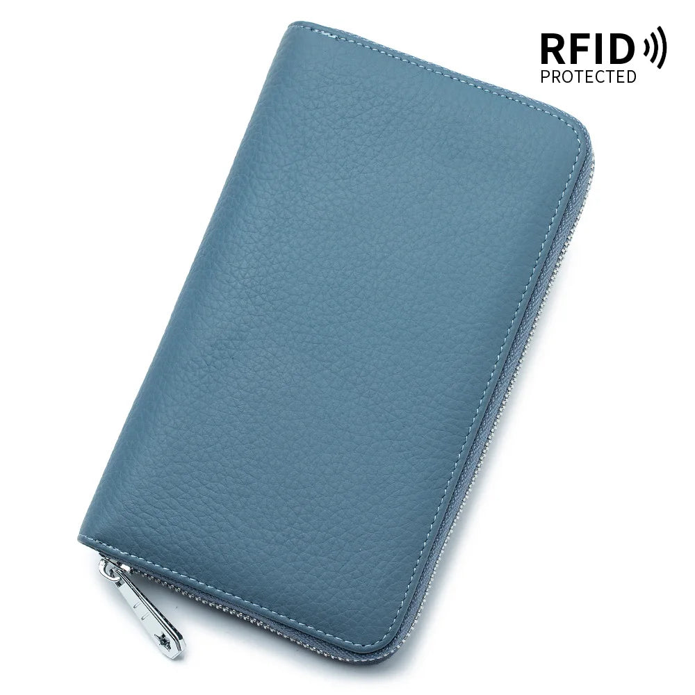 Portefeuille Femme Long Cuir Passeport Organisateur - Porte-Monnaie Clutch Bag Grande Capacité Rose
