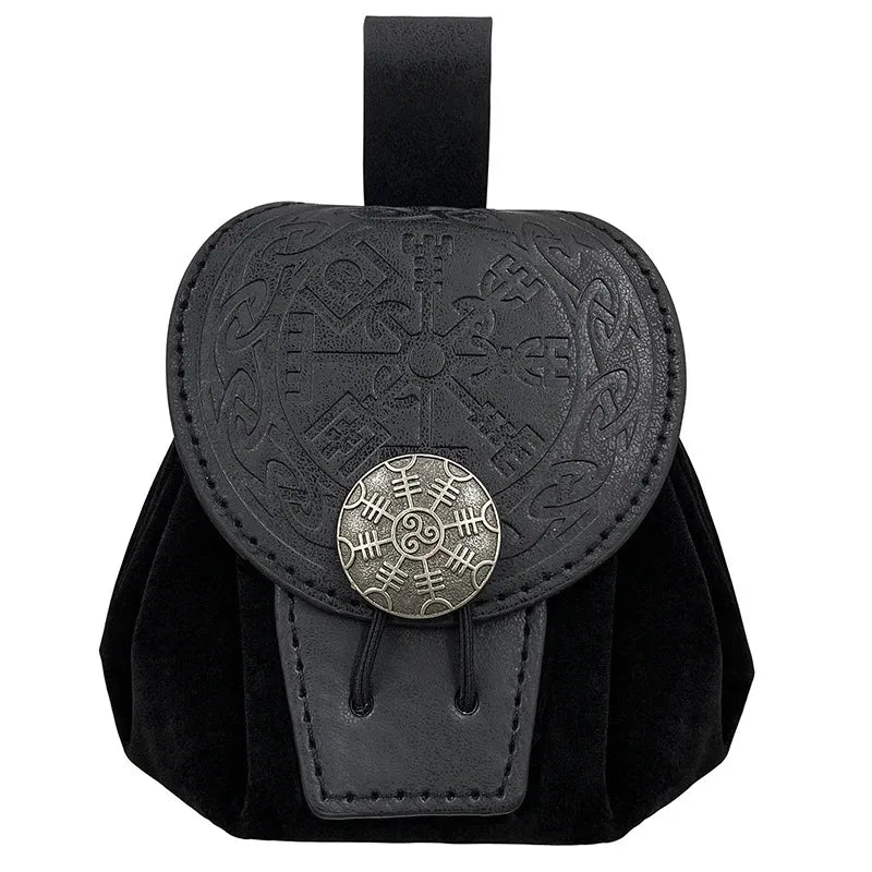 Sacoche Banane Steampunk Homme Cuir PU - Sac Ceinture Médiéval Punk Porte-Monnaie Cosplay Vintage